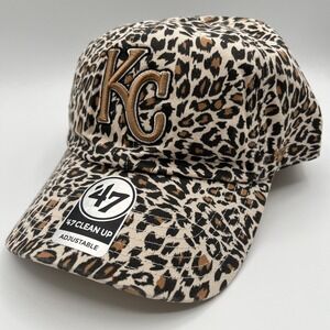 Kansas City Royals 47 Brand Womens Clean Up Hat Cap Cheetah Leopard Print NEW